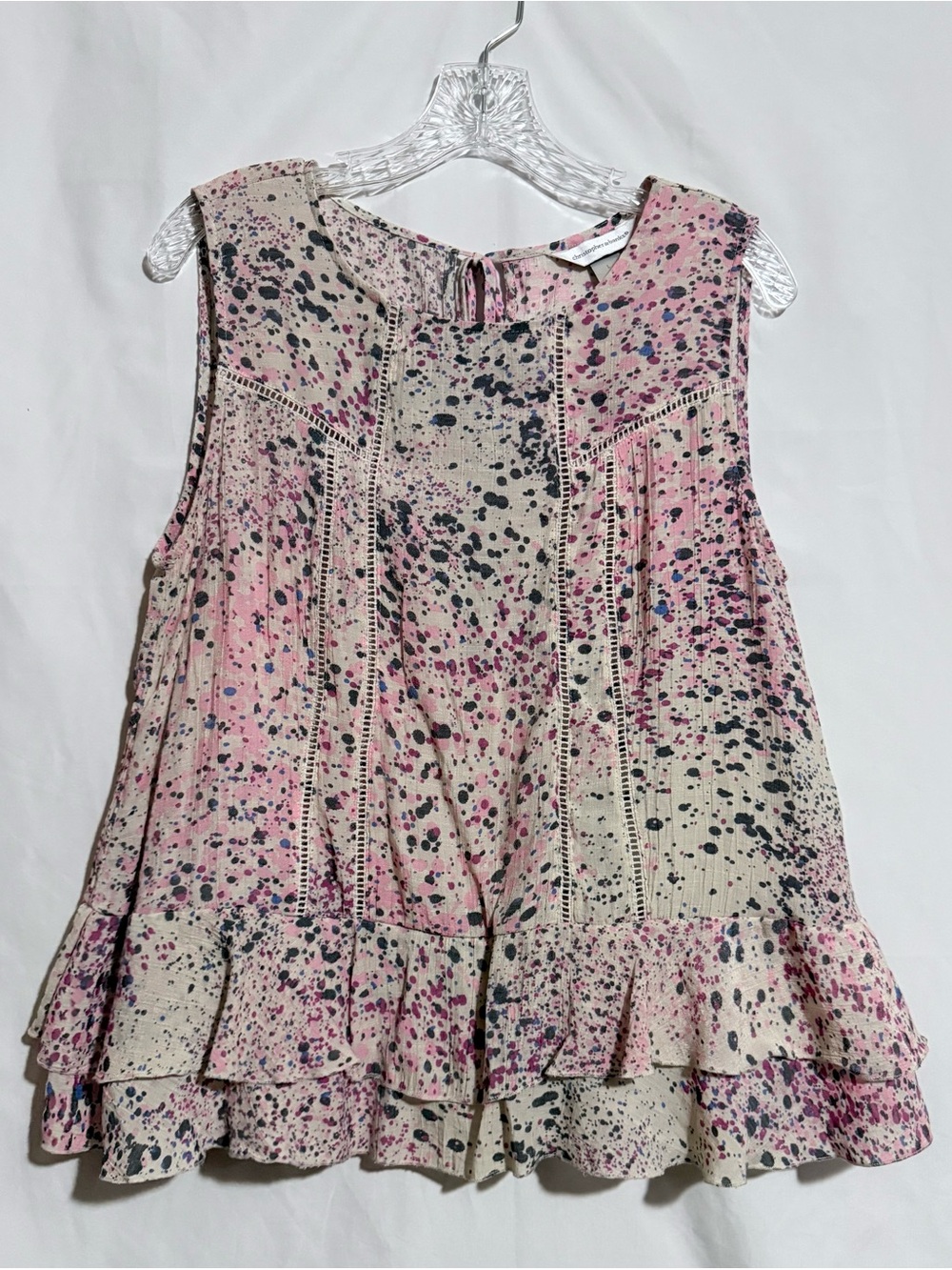 Christopher & Banks Women’s L Pink Speckled Ruffle Hem Blouse